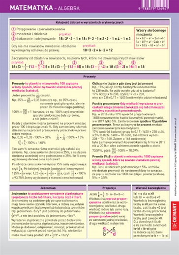 Karta edukacyjna. Matematyka - Algebra -  - książka