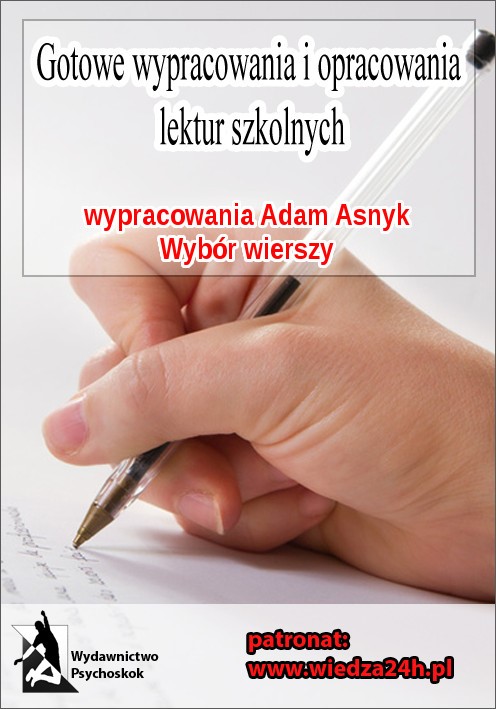 Okładka:Wypracowania - Adam Asnyk - Wybór wierszy 