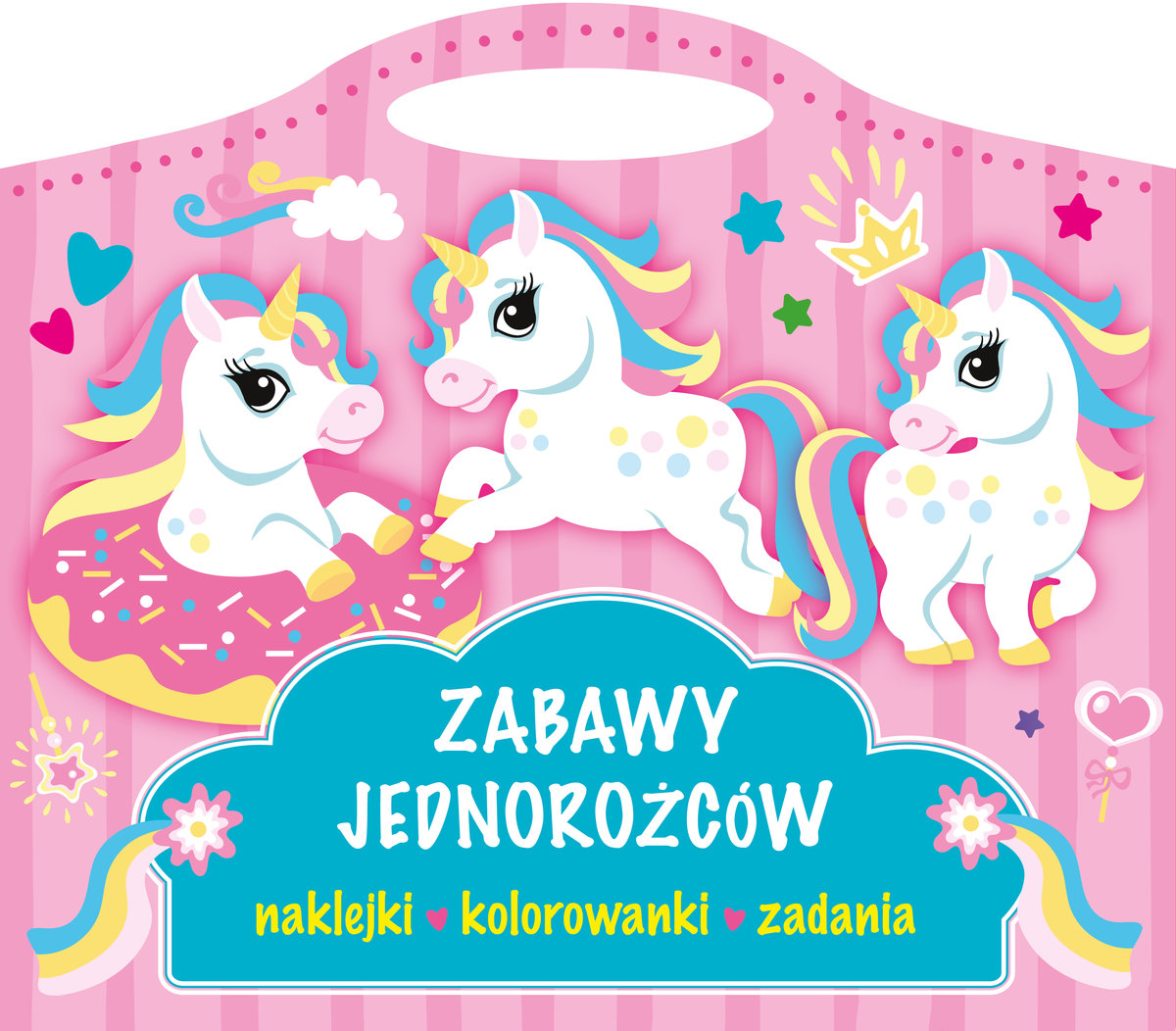 Zabawy jednorożców. Naklejki, kolorowanki, zadania -  - książka