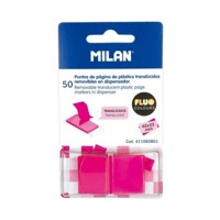 Indeksy transparentne Fluo 45 x 25 mm różowe 50 szt. -  - książka