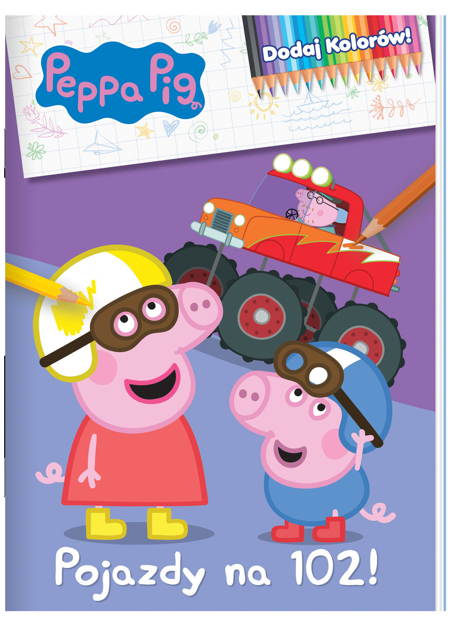 Peppa Pig. Dodaj kolorów . Pojazdy na 102! - zbiorowa praca - książka
