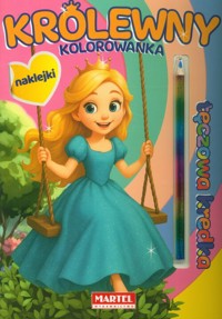 Kolorowanka z kredką tęczową i naklejkami. Królewny -  - książka