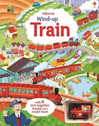 Wind-up train book with slot-together tracks and a model train - Watt Fiona - książka