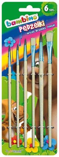 Pędzelki do farb i kleju Bambino, 6 sztuk -  - książka