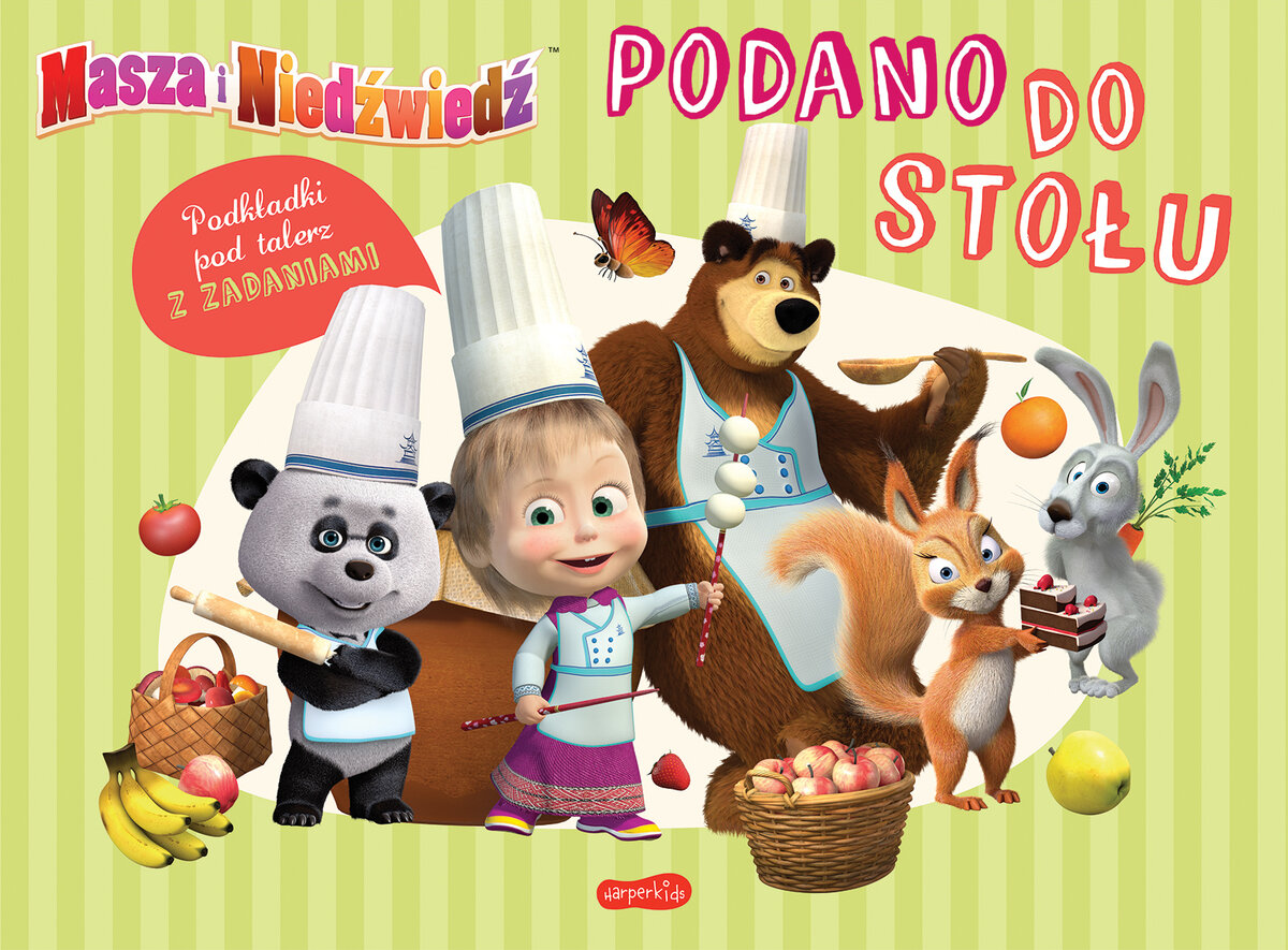 Masza i Niedźwiedź. Podano do stołu. Podkładki pod talerz z zadaniami - zbiorowa praca - książka