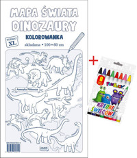 Mapa świata Dinozaury Kolorowanka XL + kredki -  - książka
