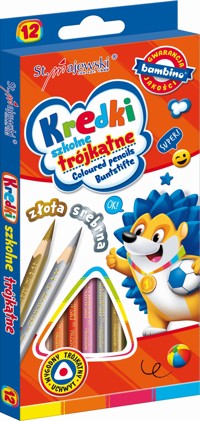 Bambino, Kredki szkolne drewniane trójkątne, 12 kolorów -  - książka