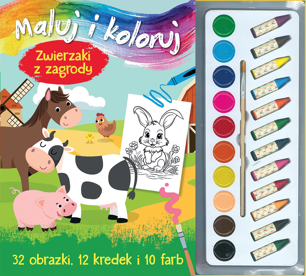 Maluj i koloruj. Zwierzaki z zagrody - Izabella Sieńko-Holewa - książka