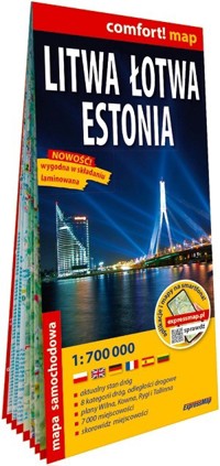 Litwa Łotwa Estonia laminowana mapa samochodowa 1:700 000 2026 - zbiorowa praca - książka