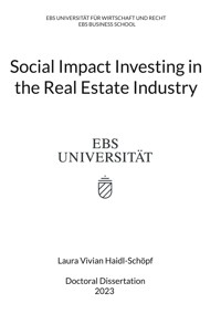 Social Impact Investing in the Real Estate Industry - Laura Vivian Haidl-Schöpf - ebook
