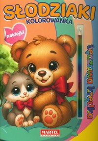 Kolorowanka z kredką tęczową i naklejkami. Słodziaki -  - książka