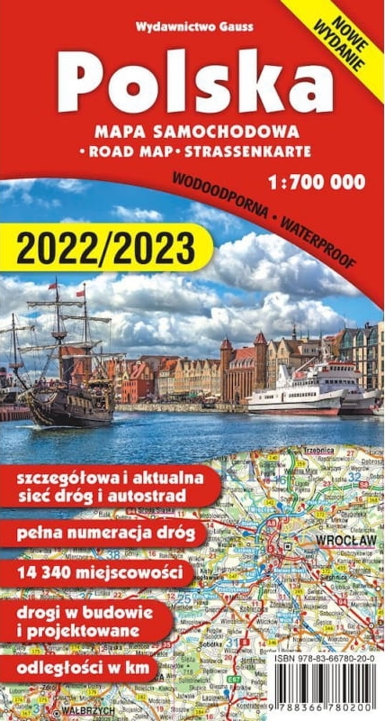 Polska. Mapa samochodowa w skali 1:700 000 (wersja wodoodporna) - zbiorowa praca - książka
