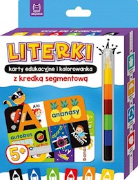LITERKI karty edukacyjne i kolorowanka z kredką segmentową. Uczę się i koloruję 5+ -  - książka