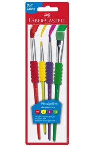 Pędzle szkolne z miękkim uchwytem Faber-Castell, 4 sztuki (481600 FC) -  - książka