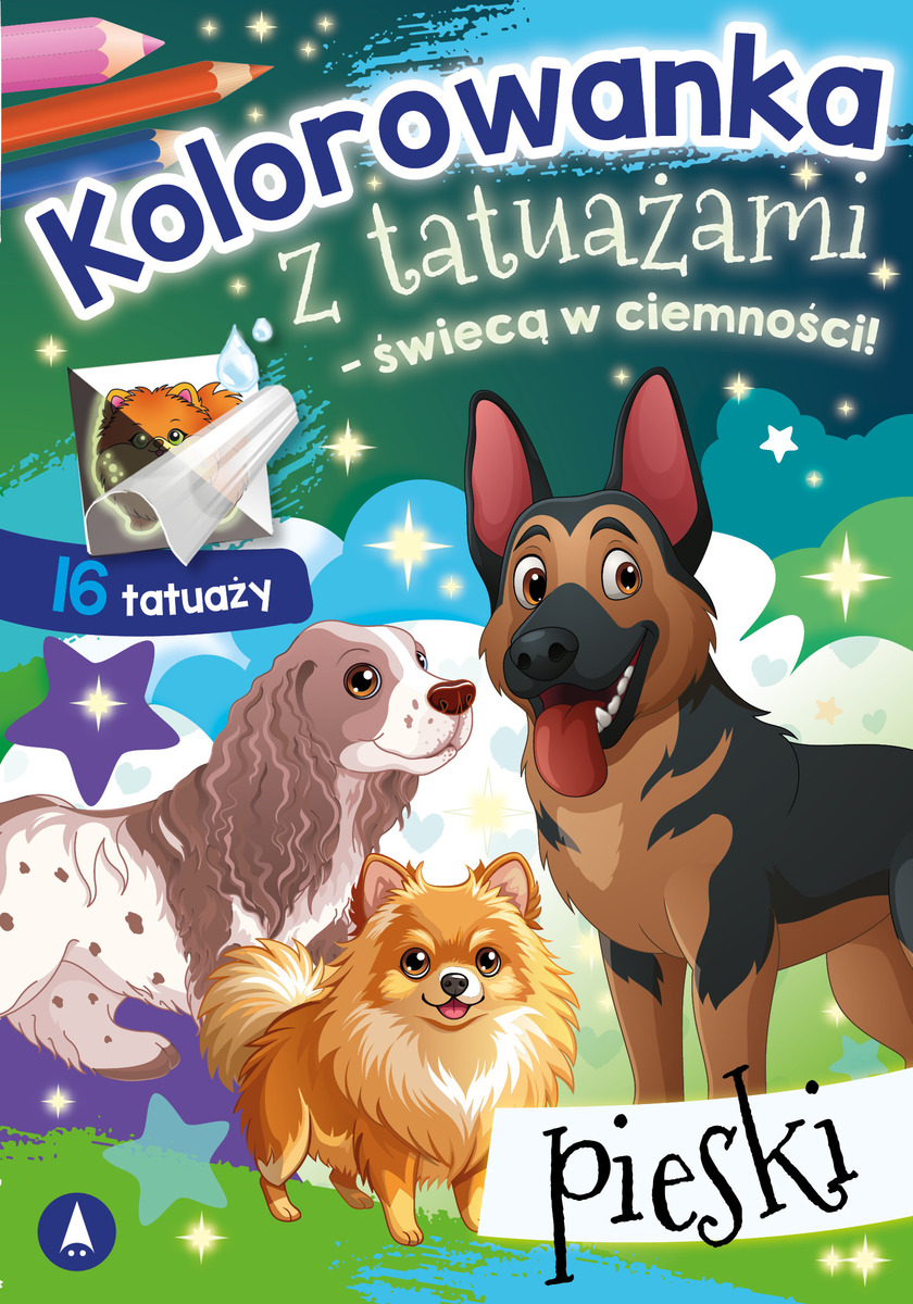 Pieski. Kolorowanka z tatuażami świecącymi w ciemności - zbiorowa praca - książka