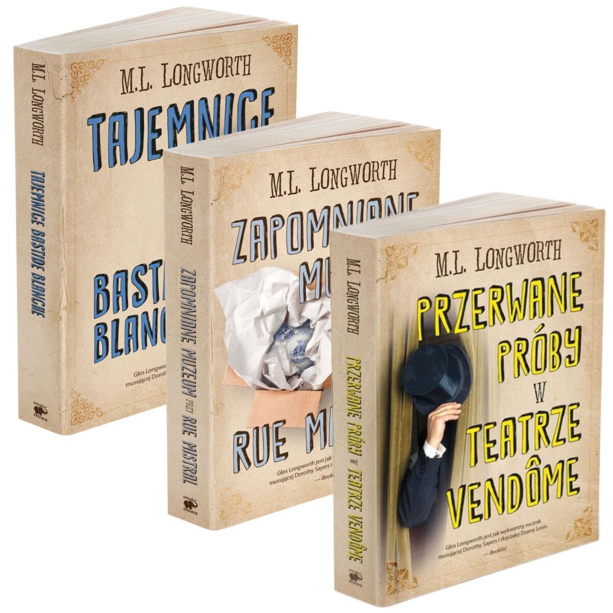 Pakiet - Verlaque i Bonnet na tropie: Przerwane próby w Teatrze Vandome / Zapomniane muzeum przy rue Mistral / Tajemnice Bastide Blanche - M. L. Longworth - książka
