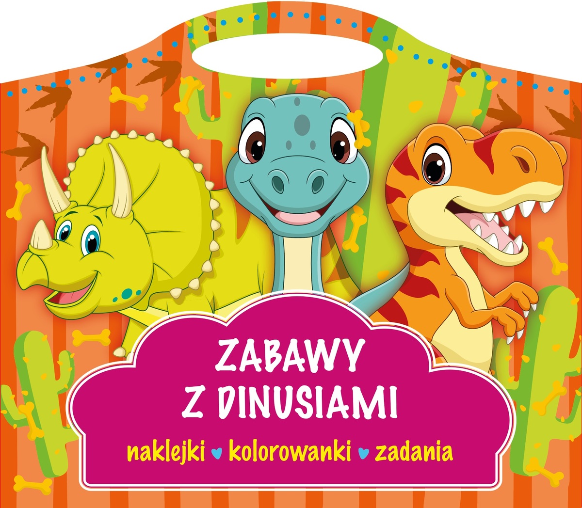 Zabawy z dinusiami. Naklejki, kolorowanki, zadania - zbiorowa praca - książka