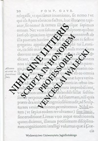 Nihil Sine Litteris Scripta In Honorem Professoris Venceslai Walecki -  - książka