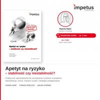 Apetyt na ryzyko - stabilność czy niestabilność - Hanna Hanć, Tomasz Borucki, Jakub Lesiński - ebook + audiobook