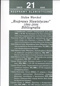 Rozprawy slawistyczne nr 21 1986-06 Bibliografia - Warchoł Stefan - książka