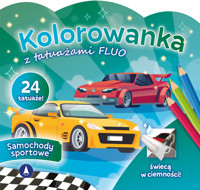 Samochody sportowe. Kolorowanka z tatuażami FLUO - zbiorowa praca - książka