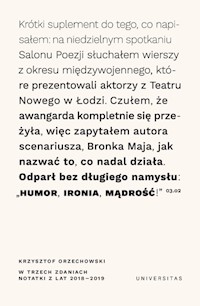 W trzech zdaniach Notatki z lat 2018/2019 - Orzechowski Krzysztof - książka