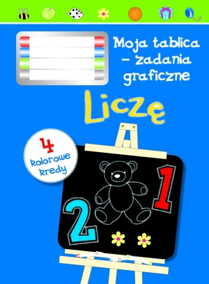 Liczę. Moja tablica - zadania graficzne + 4 kolorowe kredy - zbiorowa praca - książka