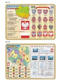Podkładka edukacyjna 014 - Historia. Polskie godło, barwy, hymn, godło Polski na przestrzeni wieków, administracyjna mapa Polski, system władzy w Polsce -  - książka