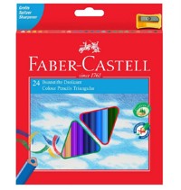Trójkątne kredki Faber-Castell Eco, 24 kolory + temperówka (120524) -  - książka