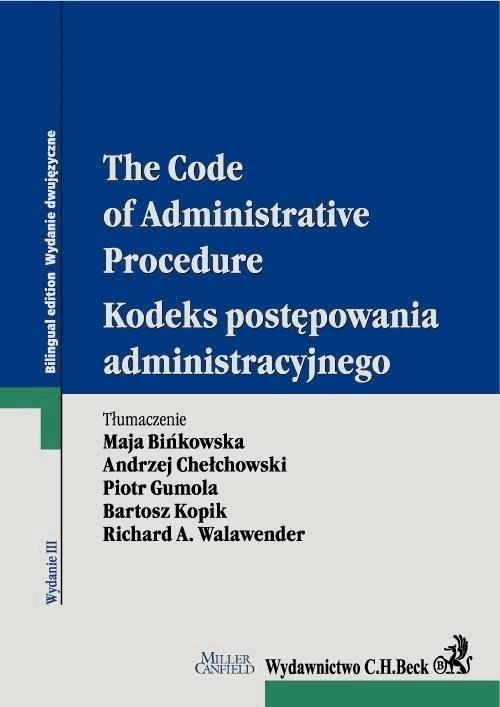 Okładka:Kodeks postępowania administracyjnego. The Code of Administrative Procedure 
