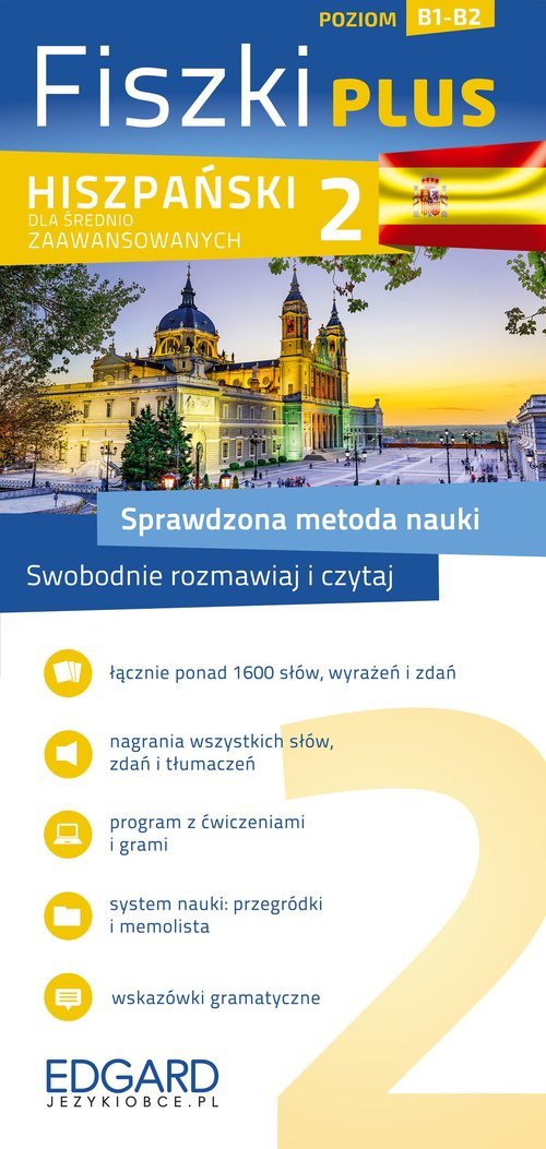 Hiszpański Fiszki PLUS dla średnio zaawansowanych Poziom B1-B2 - Joanna Ostrowska - książka