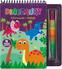 Dinozaury. Kolorowanki, naklejki, 4 neonowe markery - zbiorowa praca - książka