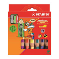 Kredki Stabilo Woody 3w1, 6 kolorów + temperówka (8806-2) -  - książka