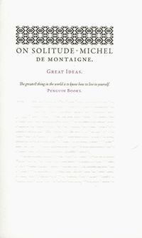 On Solitude - Montaigne Michel - książka