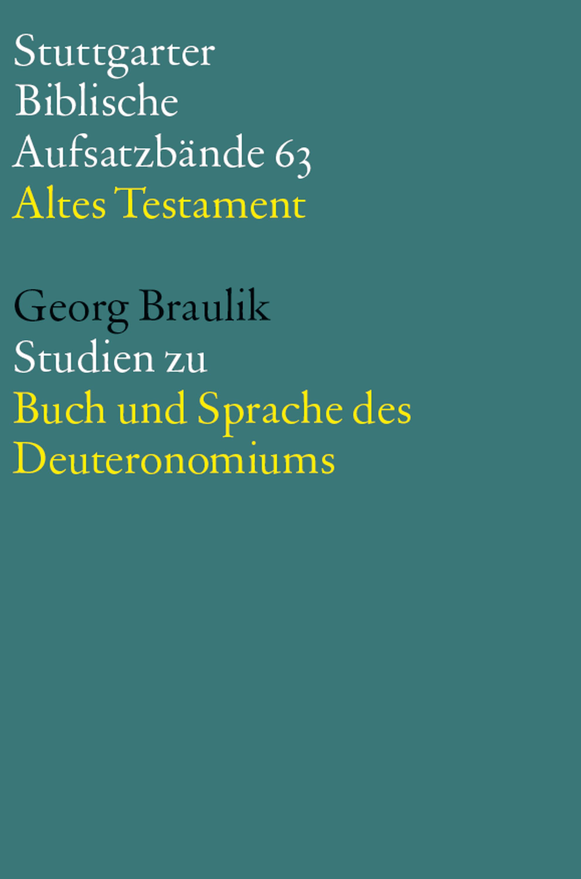 Studien zu Buch und Sprache des Deuteronomiums - Georg Braulik OSB - ebook